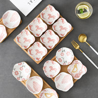 Japanese Style Hand-Painted Ceramic Bamboo Divided Dried Fruit Plate Living Room Candy Melon Seed Nut Box Snack Dish Platter