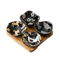 Japanese Style Hand-Painted Ceramic Bamboo Divided Dried Fruit Plate Living Room Candy Melon Seed Nut Box Snack Dish Platter