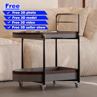 Italian Mobile Saddle Leather Side Table Luxury Creative Cart Living Room Home Designer Recommended