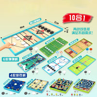 Kids 10-in-1 Board Game Set: Fast Sling Puck, Ice Hockey, Soccer, Basketball - Interactive Educational Tabletop Game for Two Players
