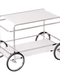 Nordic Bauhaus Style Mobile Dining Cart with Wheels, Stainless Steel Side Table Storage Rack