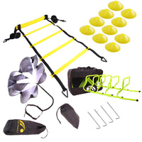 Naili Soccer Training Agility Set - Folding Disc Cones, Resistance Parachute, Ladder, Hurdles, and Jump Grid Rope Ladder Kit