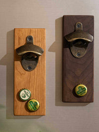 Juhan Solid Wood Beer Bottle Opener Refrigerator Magnet Creative Wall-Mounted Effort-Saving Gift for Men