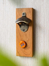 Juhan Solid Wood Beer Bottle Opener Refrigerator Magnet Creative Wall-Mounted Effort-Saving Gift for Men
