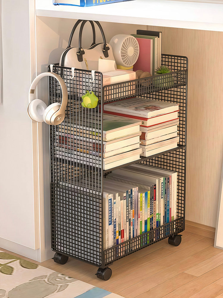 Under Desk Storage Cart with Wheels, Multi-layer Bookshelf for Classroom and Study, Mobile Organizer for Students