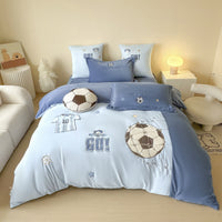 Boys' Football A-Class Milk Velvet Winter Thickened Double-Sided Fleece Cartoon Duvet Cover Kids' Bedding Set