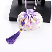 Chinese Style Embroidered Silk Brocade Sachet with Tassel for Dragon Boat Festival, Lucky Bag, Handmade