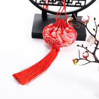 Chinese Style Embroidered Silk Brocade Sachet with Tassel for Dragon Boat Festival, Lucky Bag, Handmade