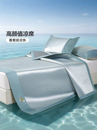 FUANNA Ice Silk Cooling Mat Jacquard Washable Summer Bedding Set for Students Dormitory