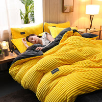 Thickened Coral Fleece Four-Piece Set Flannel Double-Sided Velvet Duvet Cover Winter Crystal Flannel Plus Velvet Bedding Magic Velvet