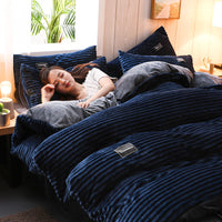 Thickened Coral Fleece Four-Piece Set Flannel Double-Sided Velvet Duvet Cover Winter Crystal Flannel Plus Velvet Bedding Magic Velvet