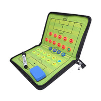 Foldable Magnetic Soccer Coaching Board with Zipper, PU Leather Tactical Clipboard for Football Training