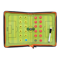 Foldable Magnetic Soccer Coaching Board with Zipper, PU Leather Tactical Clipboard for Football Training