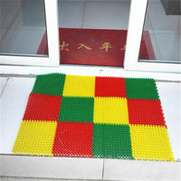 Artificial Grass Interlocking Tiles, Plastic Lawn Carpet Mat for Bathroom, Waterproof Non-Slip Doormat