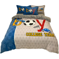 Thickened Milk Velvet Coral Fleece Four-Piece Bedding Set Double-Sided Flannel Duvet Cover for Kids Boys Football Team