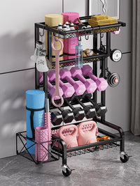 Fitness Equipment Storage Rack Dumbbell Yoga Mat Foam Roller Storage Basket Sports Organizer