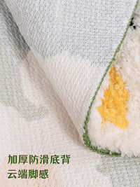 Absorbent Non-Slip Bathroom Mat Arc-Shaped Shower Room Entrance Plush Carpet Foot Pad