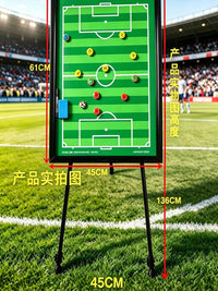 Magnetic Aluminum Alloy Football Coaching Board with Foldable Stand, Portable Large Soccer Strategy Board for Training and Teaching