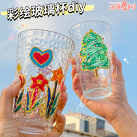 Hand-Painted Glass Water Cup DIY Kit, Refractive Rainbow Light, Vintage Style, Creative Handmade Material Pack