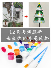 Japanese Style Clear Glass Wind Chime DIY Material Kit for Outdoor Balcony, Kindergarten Hand-Painted Bell