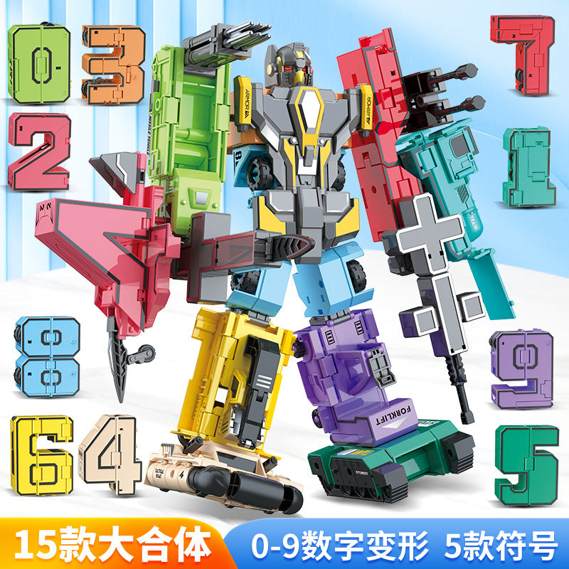 Digital Transforming Robot 0-9 Assembly Set Car Cool Team Boys Educational Toy Gift