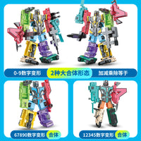 Digital Transforming Robot 0-9 Assembly Set Car Cool Team Boys Educational Toy Gift