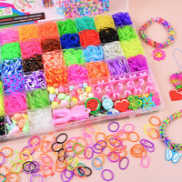 Rainbow Rubber Band Loom Kit for Kids - DIY Craft Bracelet Making Set with Colorful Bands and Weaving Tools