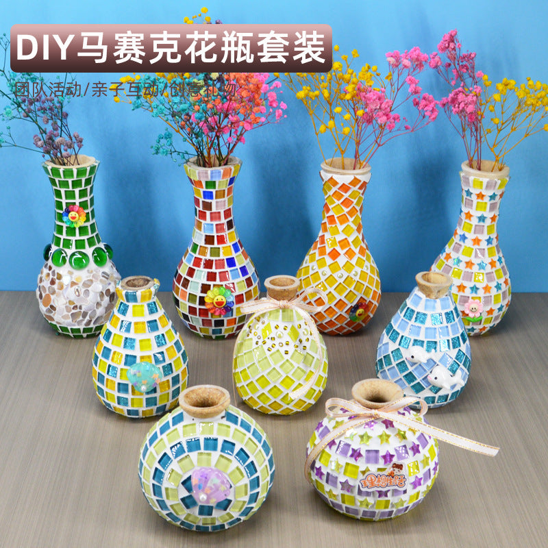 DIY Mosaic Vase Craft Kit for Kids and Adults - Educational Activity for Kindergarten, Parent-Child Bonding, and Home Decoration