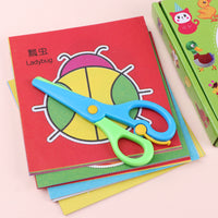 Kids Paper Cutting Set DIY Craft Toy with Scissors for Preschool Early Education Intellectual Gift