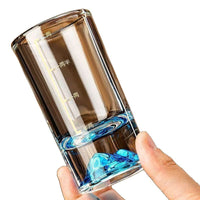 蓝山二两白酒杯家用套装轻奢分酒器带刻度高颜值冰山加厚底座