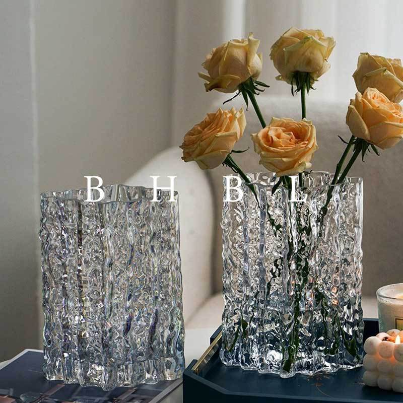 Luxury Italian Style Glass Vase for Hydroponic Fresh Flowers and Dried Flowers, Living Room Dining Table Decor
