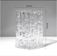 Luxury Italian Style Glass Vase for Hydroponic Fresh Flowers and Dried Flowers, Living Room Dining Table Decor