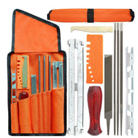 Chainsaw Sharpening File Kit with Depth Gauge, Flat File, Handle, and Bag for Gasoline Electric Saws