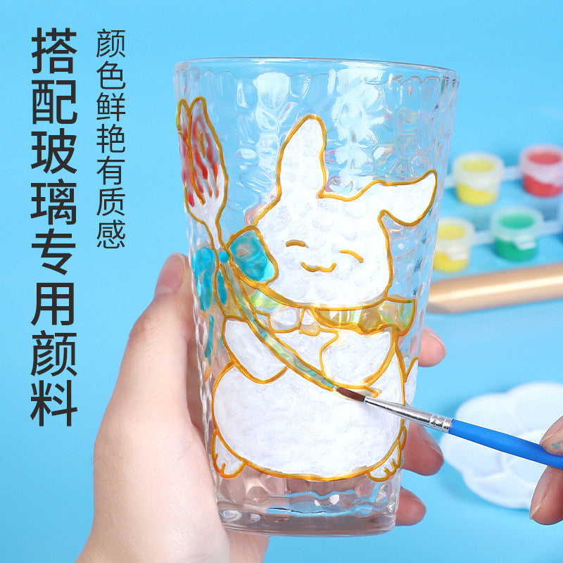 彩绘杯儿童创意DIY玻璃杯手工制作绘涂鸦材料包亲子团建暖场活动