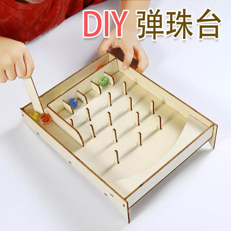 DIY Marble Run Kit for Kids, Educational Science Toy, Wooden Blank for Painting, Handmade Craft Material Pack
