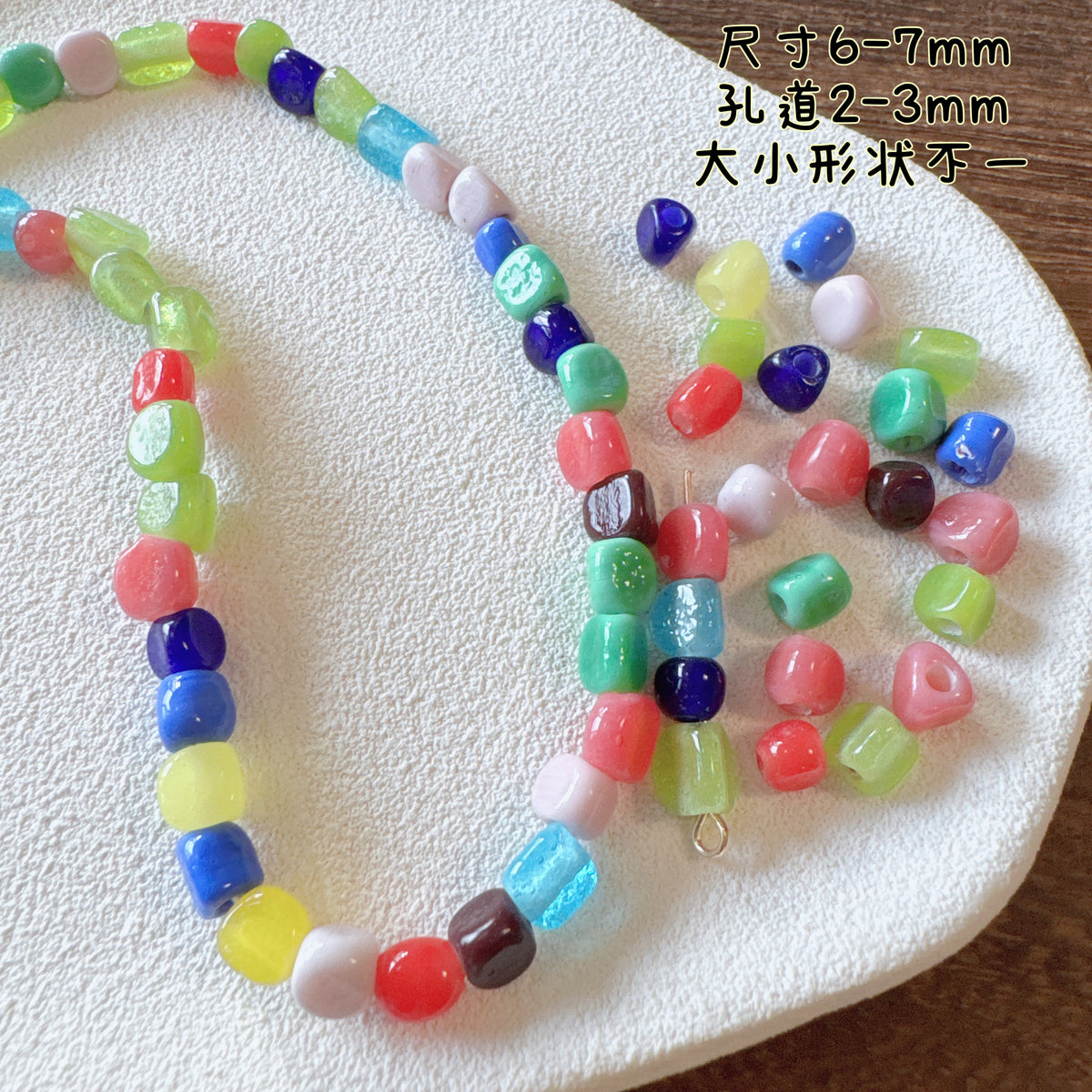 7mm Irregular Triangle Glass Beads for DIY Jewelry Making, Multi-Color Polka Dot