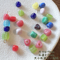 7mm Irregular Triangle Glass Beads for DIY Jewelry Making, Multi-Color Polka Dot