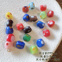 7mm Irregular Triangle Glass Beads for DIY Jewelry Making, Multi-Color Polka Dot