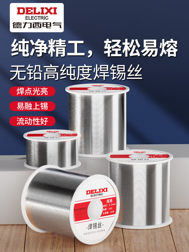 DELIXI 63% Lead-Free Solder Wire with Rosin Flux for Household Electric Soldering Iron
