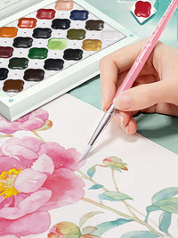 Feile Bird Luan Chinese Style Watercolor Paint Set - 24 Colors Semi-Dry Solid Watercolor Portable Painting Tool for Students
