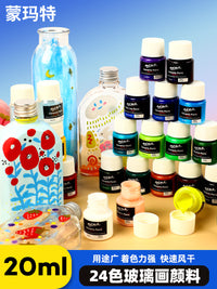 Mont Marte 20ml Ceramic and Glass Paint Set, Waterproof Acrylic Pigments for Hand-Painting, Fade-Resistant Small Bottles for Beginners and Art Students