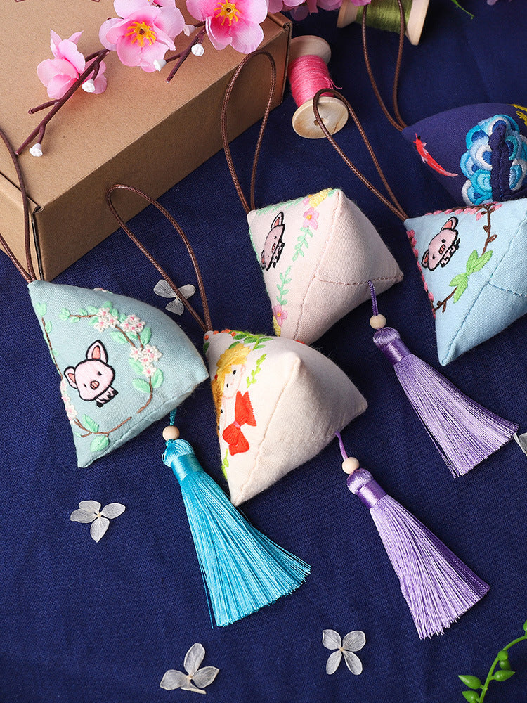 DIY Embroidery Kit for Adults, Ribbon Embroidery Home Decor, Su Embroidery Amulet Pendant