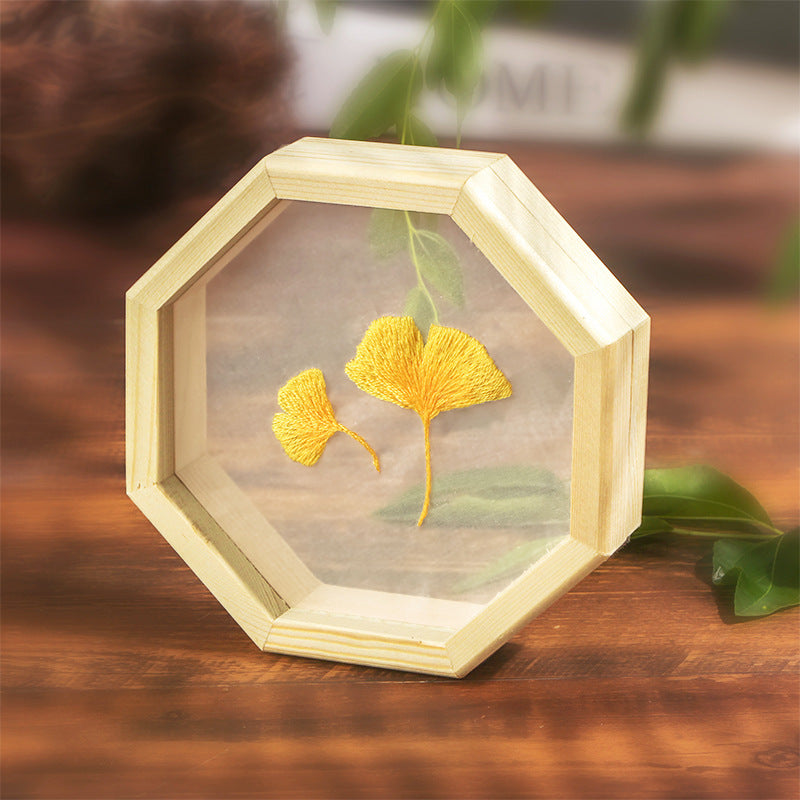 Octagonal Frame Transparent Embroidery DIY Kit for Beginners, Ribbon Embroidery Material Pack for Girls, Adults, Pregnant Women, Valentine's Gift