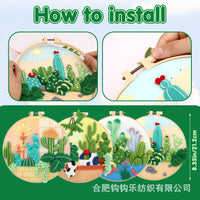 DIY Wool Felt Embroidery Kit - Punch Needle Craft Set with Green Plants Design - Handmade Gift and Home Decor