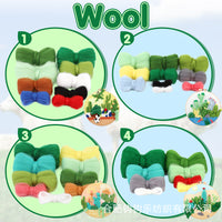 DIY Wool Felt Embroidery Kit - Punch Needle Craft Set with Green Plants Design - Handmade Gift and Home Decor