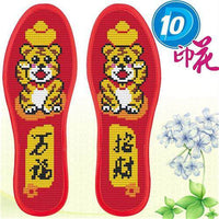 Year of the Rabbit Cross Stitch Insole Kit, Pre-printed Cotton Embroidery Material Pack for Adults, Handmade Semi-finished