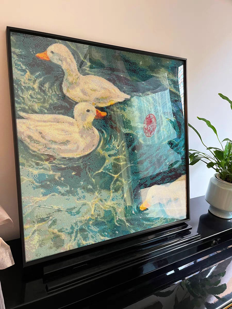 New 5D Diamond Painting Kit with Cute Cartoon Ducks for Adults, DIY Full Drill Cross Stitch Art for Living Room Decor