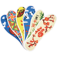 Hand Embroidered Cross Stitch Shoe Insoles for Men & Women, Pre-Printed Cotton, 5 Pairs