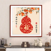 2026 New Persimmon Blessing Cross Stitch Kit - Modern Living Room Hand Embroidery Good Fortune Gift
