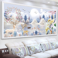 High-End Lucky Elk Peacock Cross Stitch Kit 2026 New Design DIY Embroidery for Living Room Modern Simple Style
